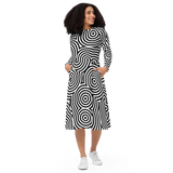 VERTIGO CIRC MIDI DRESS-MIDI DRESS-__label:NEW, MIDI DRESS, MONO, NEW-Dustrial