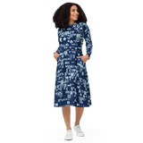 ASCII AZURE MIDI DRESS-MIDI DRESS-__label:NEW, cyber crime, cybercrime, cyberpunk, hacker, MIDI DRESS-Dustrial