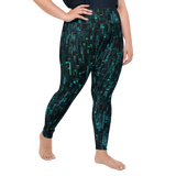 SILICON BLUE PS LEGGINGS-PLUS SIZE LEGGINGS-cyber crime, cybercrime, hacker, leggings-ps-prf, PLUS-SIZE-LEGGINGS-Dustrial