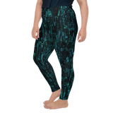 SILICON BLUE PS LEGGINGS-PLUS SIZE LEGGINGS-cyber crime, cybercrime, hacker, leggings-ps-prf, PLUS-SIZE-LEGGINGS-Dustrial