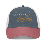 EXTREMELY ONLINE PIGMENT DYED TRUCKER HAT-PIGTWILL TRUCKER HAT-__label:NEW, cyber crime, cybercrime, cyberpunk, hacker, PIGTWILL TRUCKER HAT-Dustrial