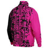 Pink and black patterned jacket on a white background