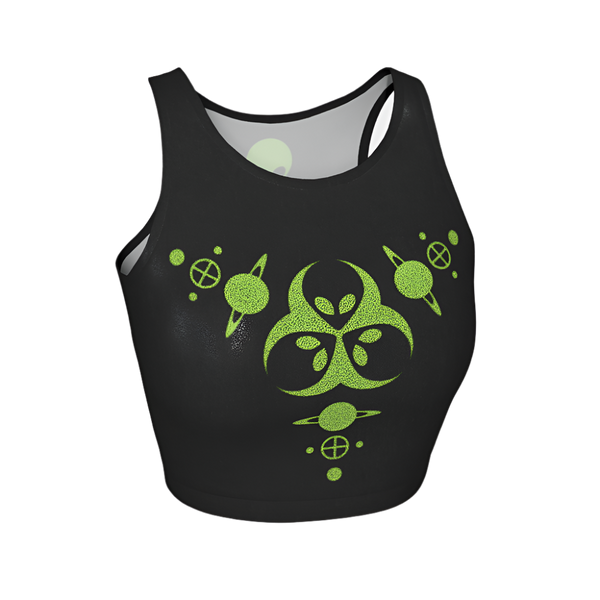 Black tank top with green alien biohazard symbol 