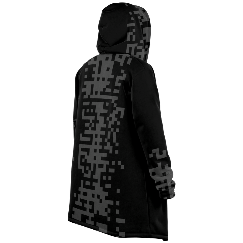 Black and gray patterned hoodie on a white background