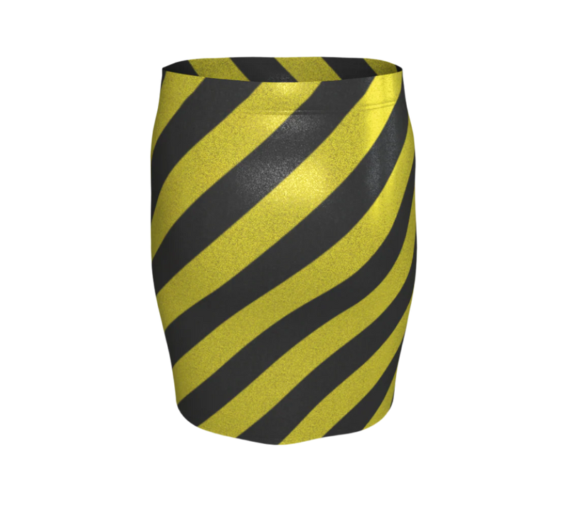 Skirt with black and yellow striped pattern CYBERPUNK