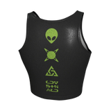 Black tank top with green alien graphics 