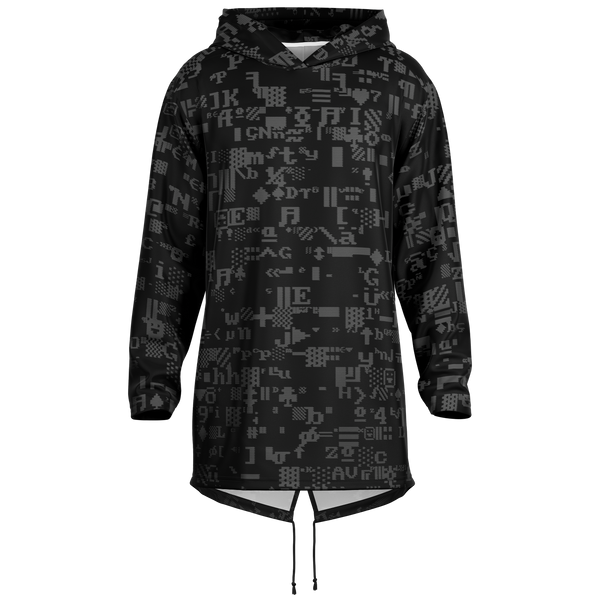 Black hoodie with geometric pattern on a white background
