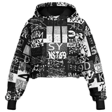 Black and white patterned hoodie on a white background