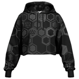 Black hoodie with geometric pattern on a white background