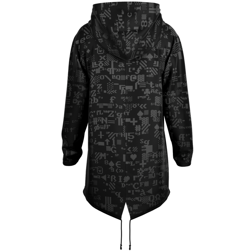 Black hoodie with geometric pattern on a white background