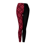 Plaid leggings with red and black pattern 