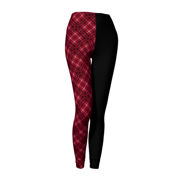 Plaid leggings with red and black pattern 