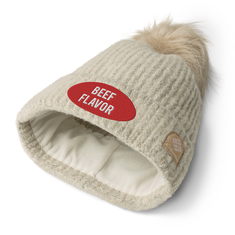 BEEF FLAVOR COLUMBIA BIGPOOF BEANIE