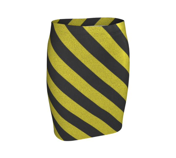 Skirt with black and yellow diagonal stripes