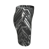 Black and gray patterned knee pad on a light gray background