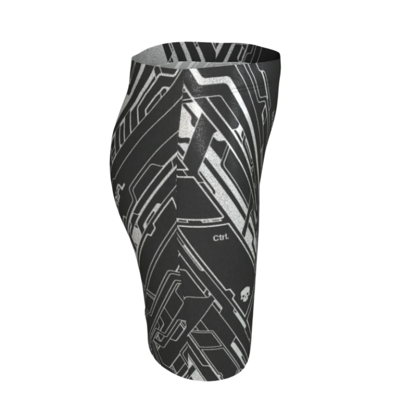Black and gray patterned knee pad on a light gray background