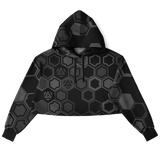 Black hoodie with geometric pattern on a white background