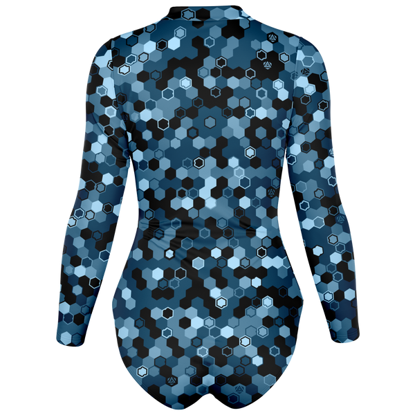 HEX BLUE LS BODYSUIT-LS BODYSUIT-__label:NEW, cyberpunk, Festival Fashion, LS-BODYSUIT-Dustrial