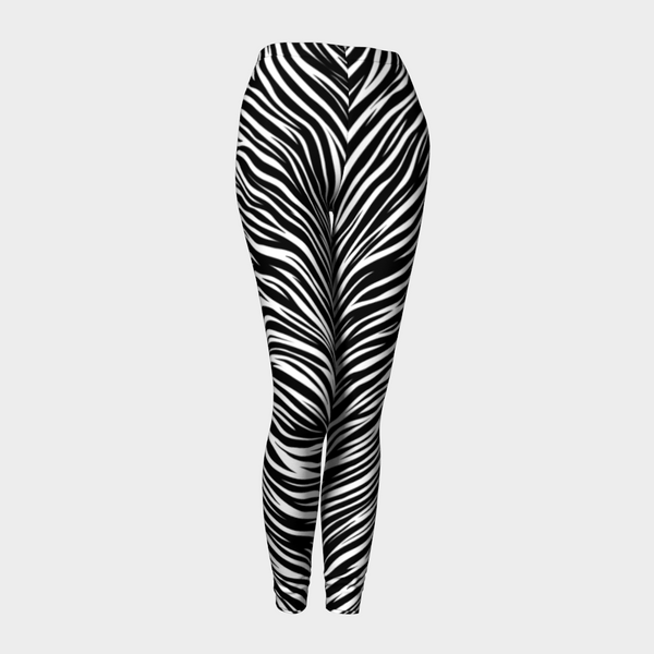 Womens Zebra Print Leggings, Animal Print Leggings, Black and