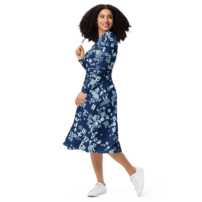 ASCII AZURE MIDI DRESS