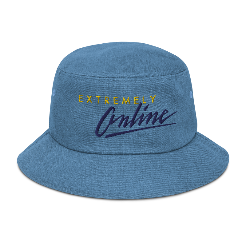 EXTREMELY ONLINE DENIM BUCKET HAT-DENIM BUCKET HAT-__label:NEW, cyber crime, cybercrime, cyberpunk, DENIM BUCKET HAT, hacker, Sale2K19-Dustrial